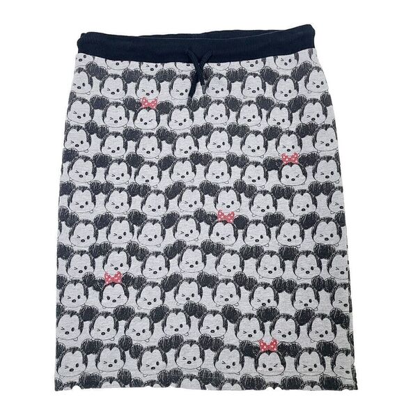 NWOT Disneyland Paris Skirt L Black Gray Jersey Knit Mickey Minnie Tsum‎ Tsum - Picture 1 of 7